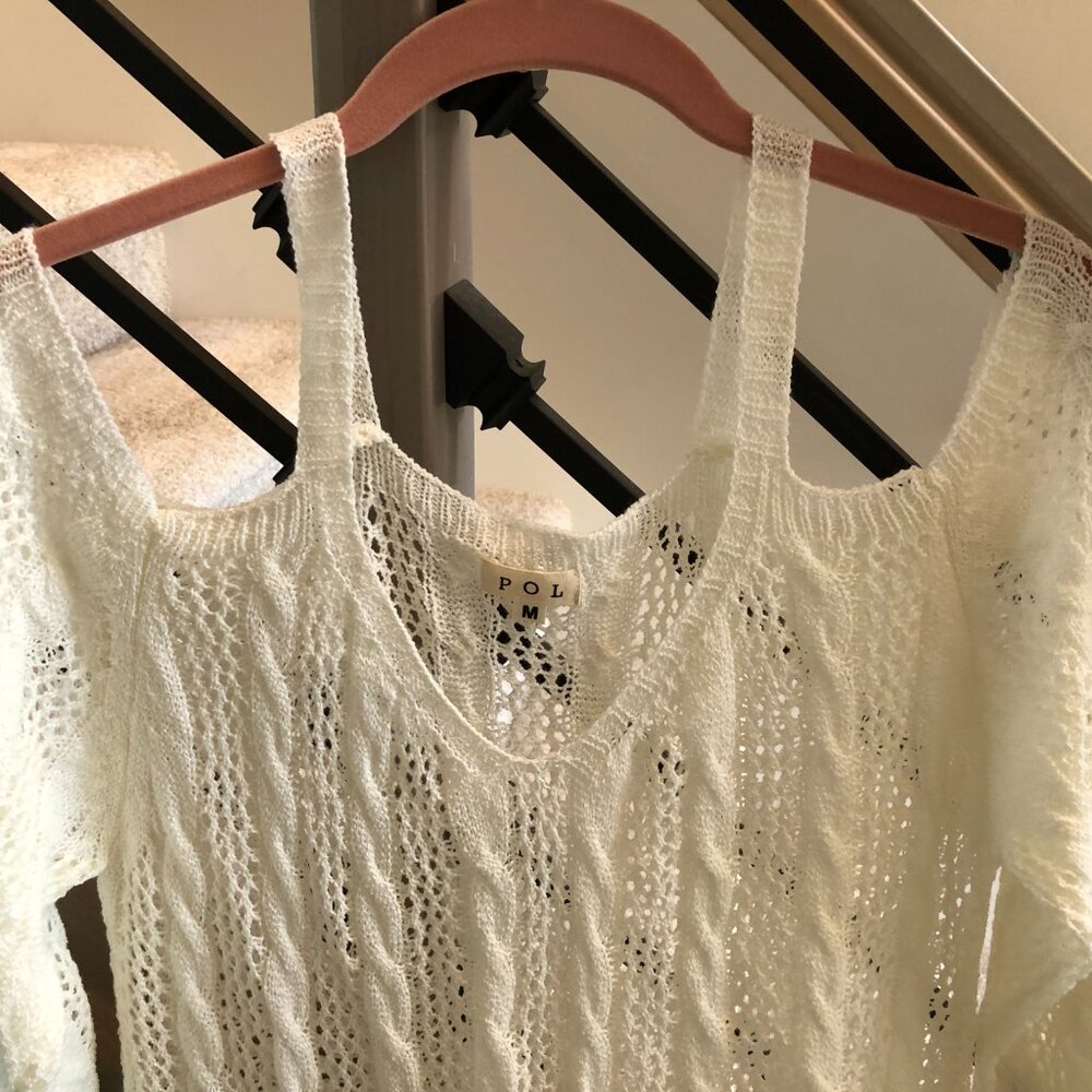 POL Cream Knit Cold Shoulder Tunic - NWOT - Picture 2 of 7
